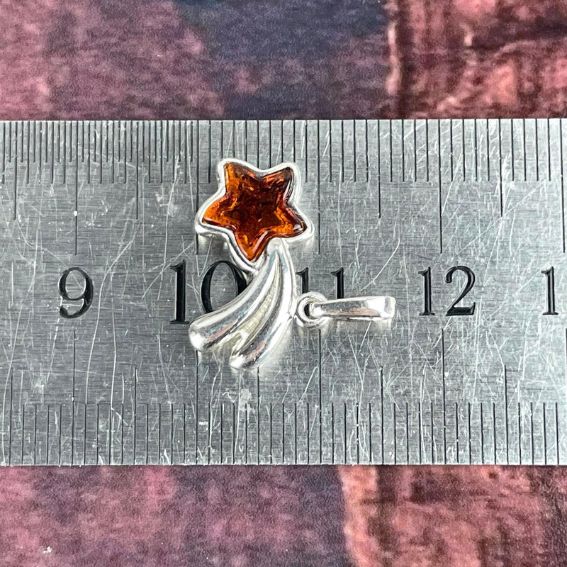 Amber Star Silver Pendant