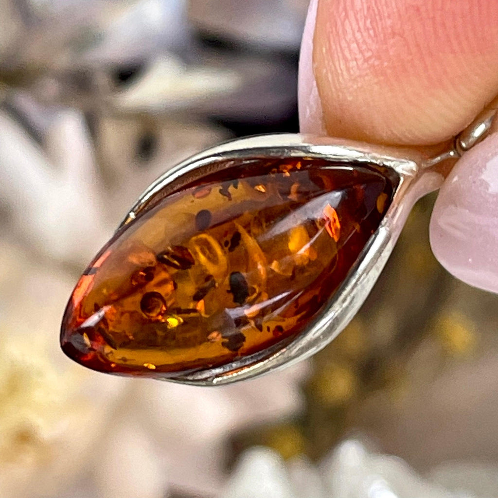 Cognac Amber Silver Pendant
