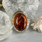 Cognac Amber Silver Locket