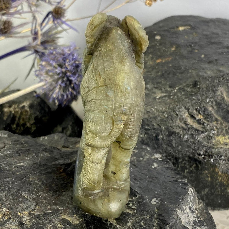 Labradorite Elephant Hand Carved Statue