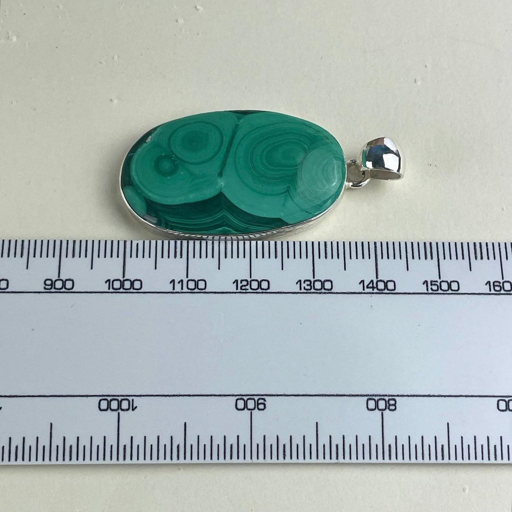 Elongated Oval Malachite Pendant