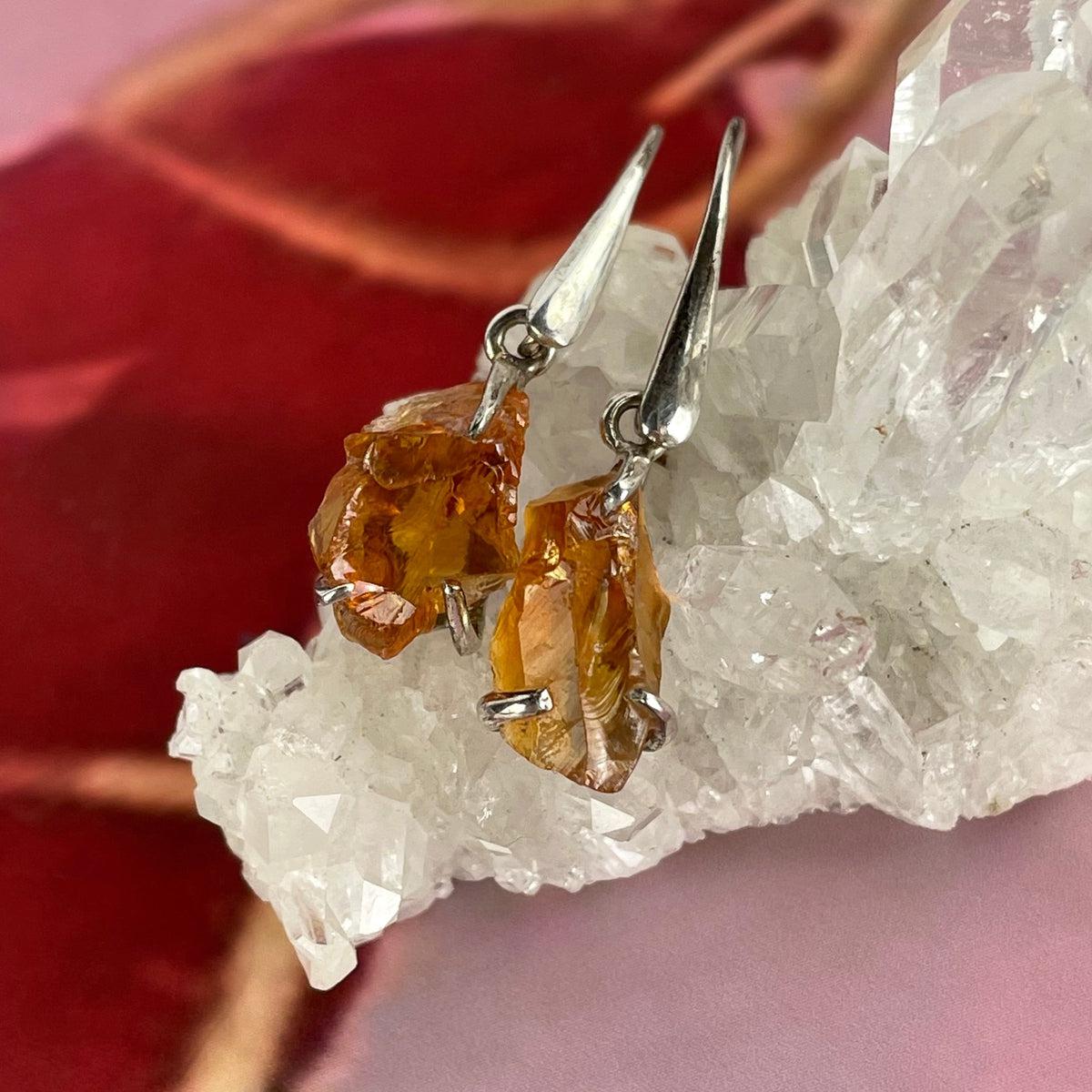 Unpolished Citrine Drop Earrings