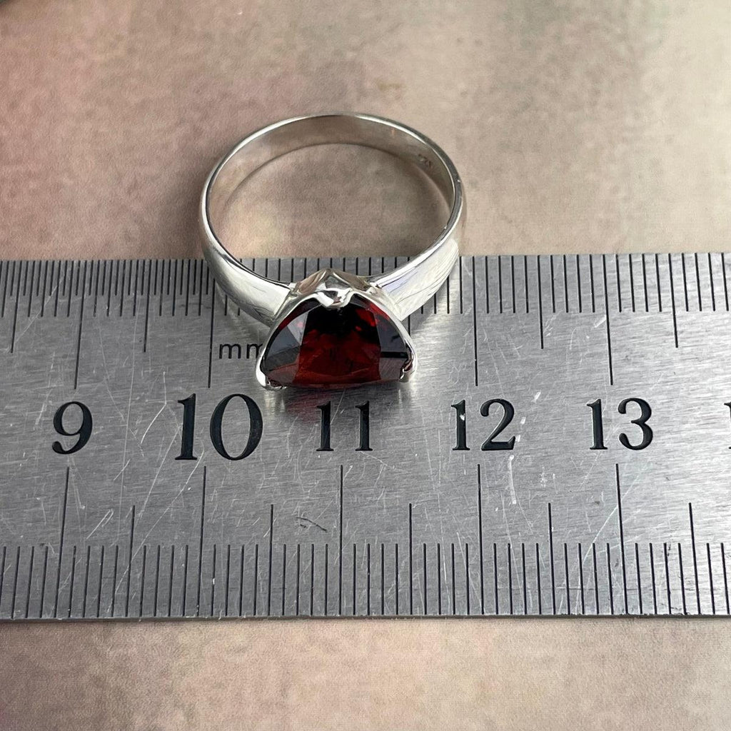 Triangle Cut Garnet Ring