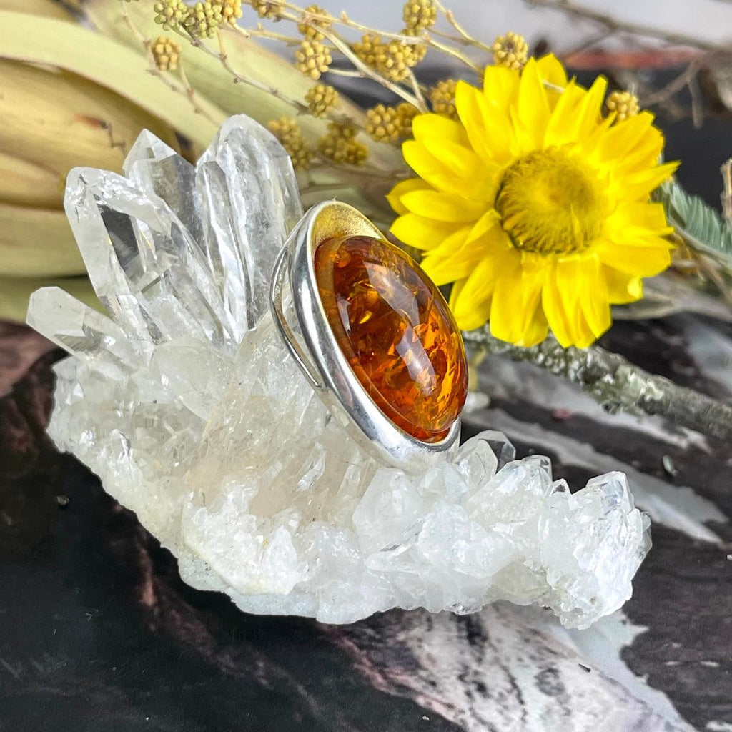 Real Amber Silver Pendant