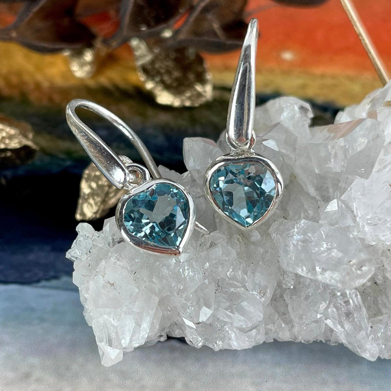 Blue Topaz Heart Earrings