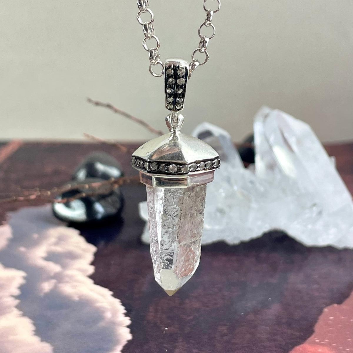 Clear Quartz & Topaz Point Pendant
