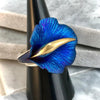 Janusz Szkutnik Titanium, 24ct Gold & Sterling Silver Hand-Etched Scalloped Edged Lily Ring