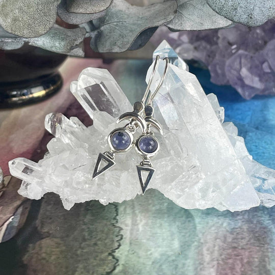 Iolite Crescent Moon Earrings