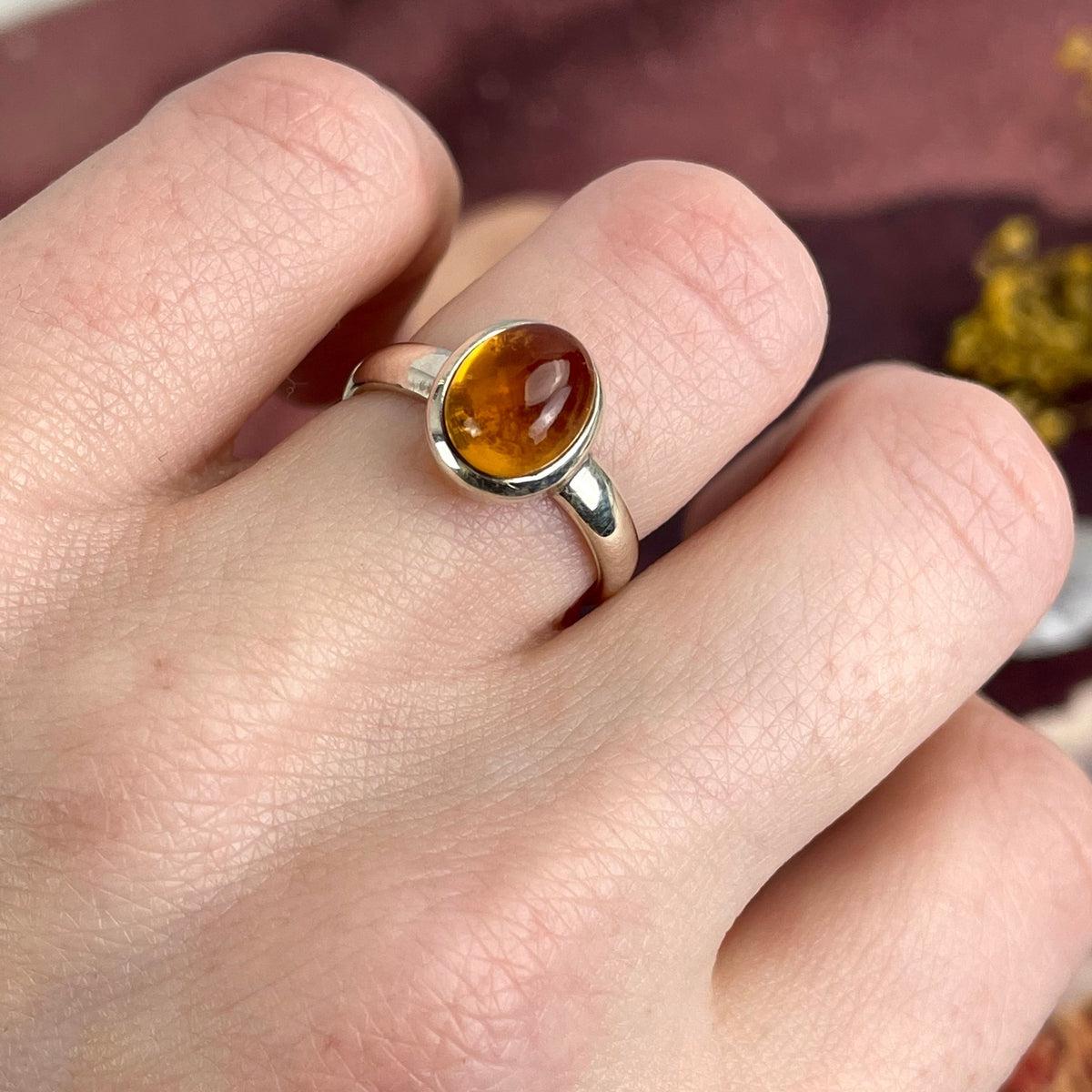 Polished Citrine Oval Ring