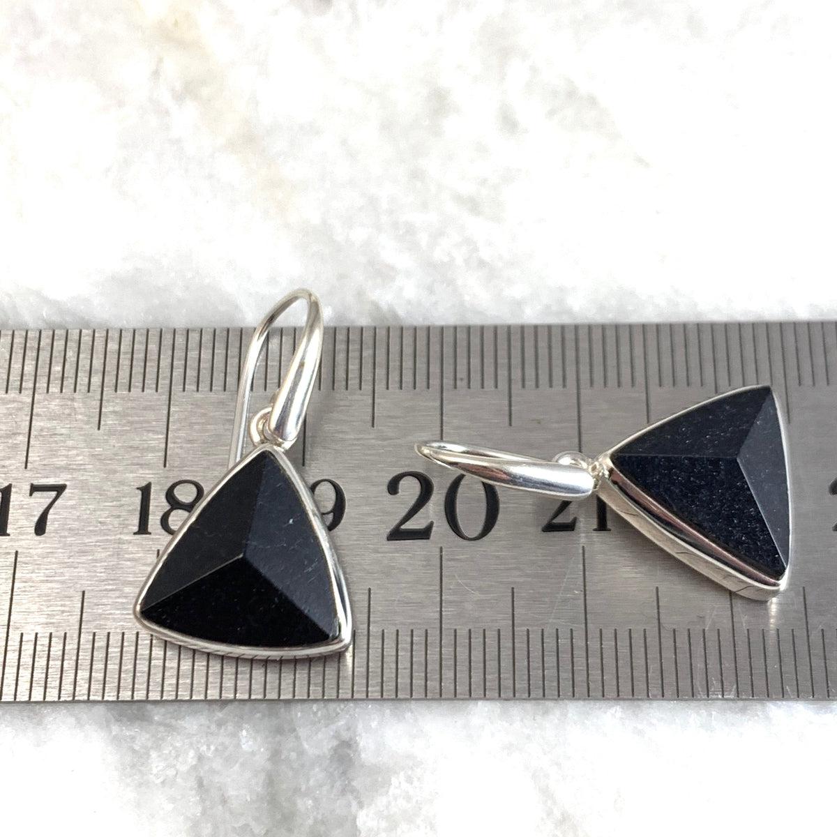 Black Tourmaline Triangle Drop Earrings