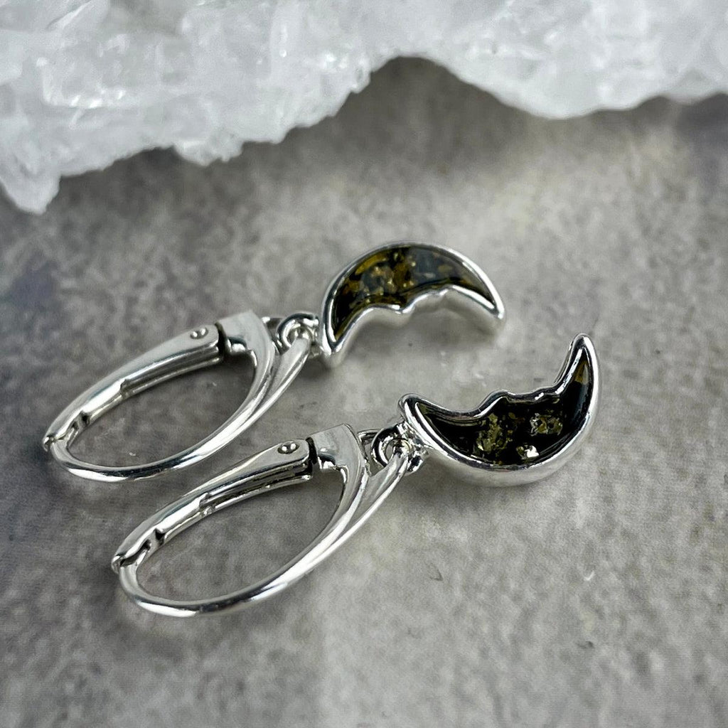 Amber Crescent Moon Earrings