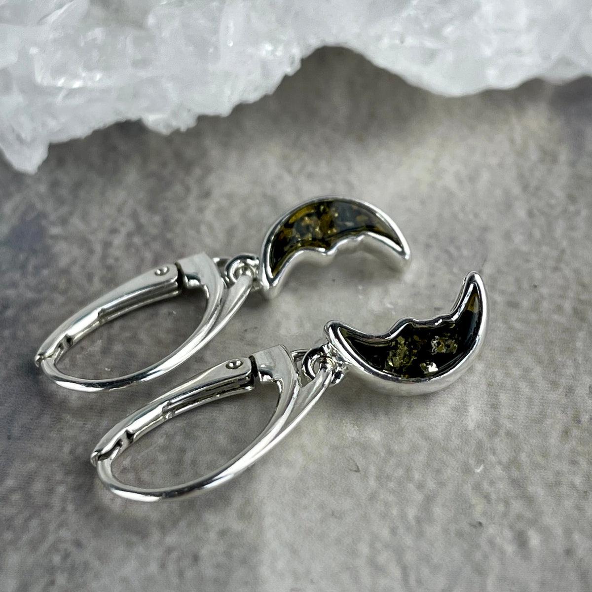 Amber Crescent Moon Earrings