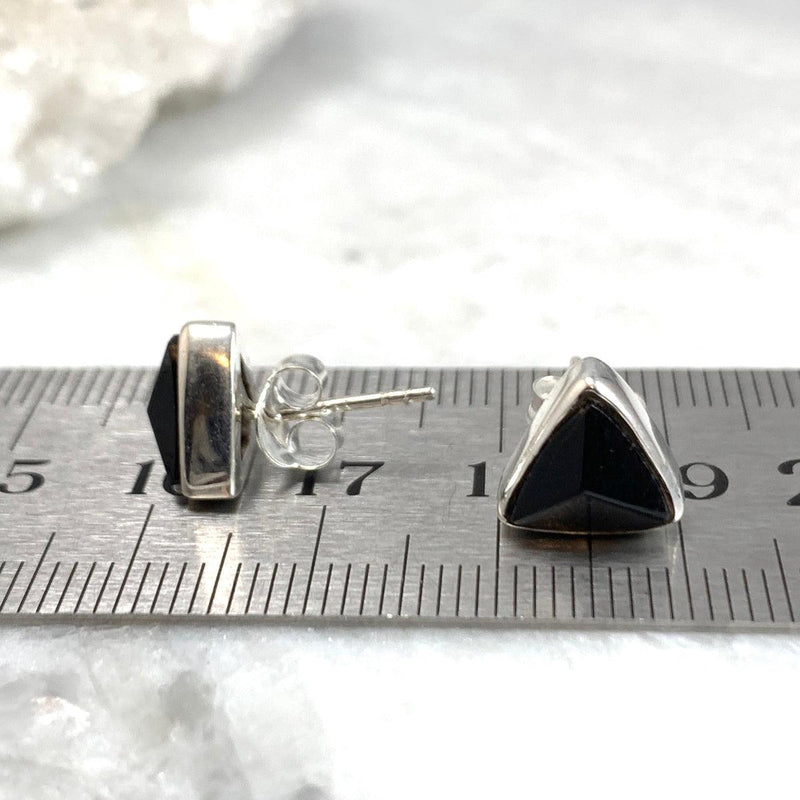 Triangle Gemstone Stud Earrings