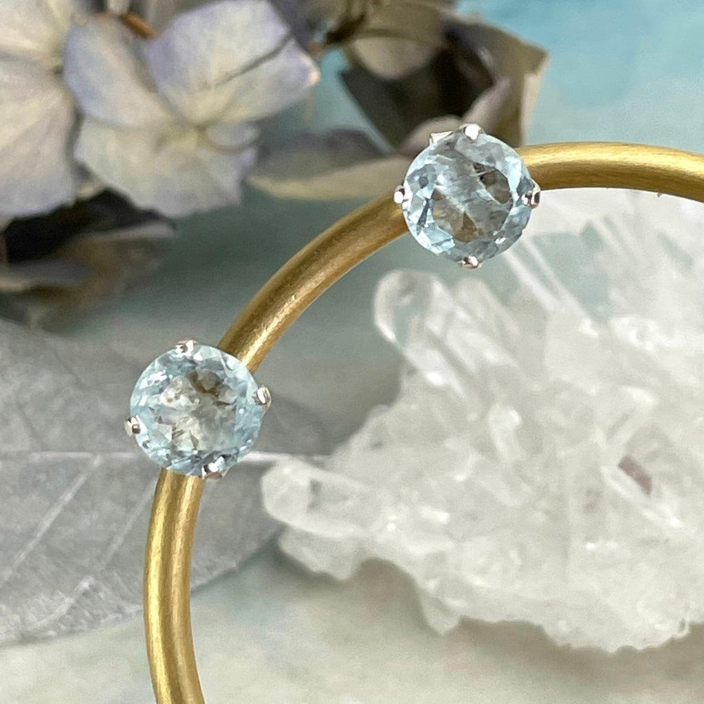 Aquamarine Crystal Studs