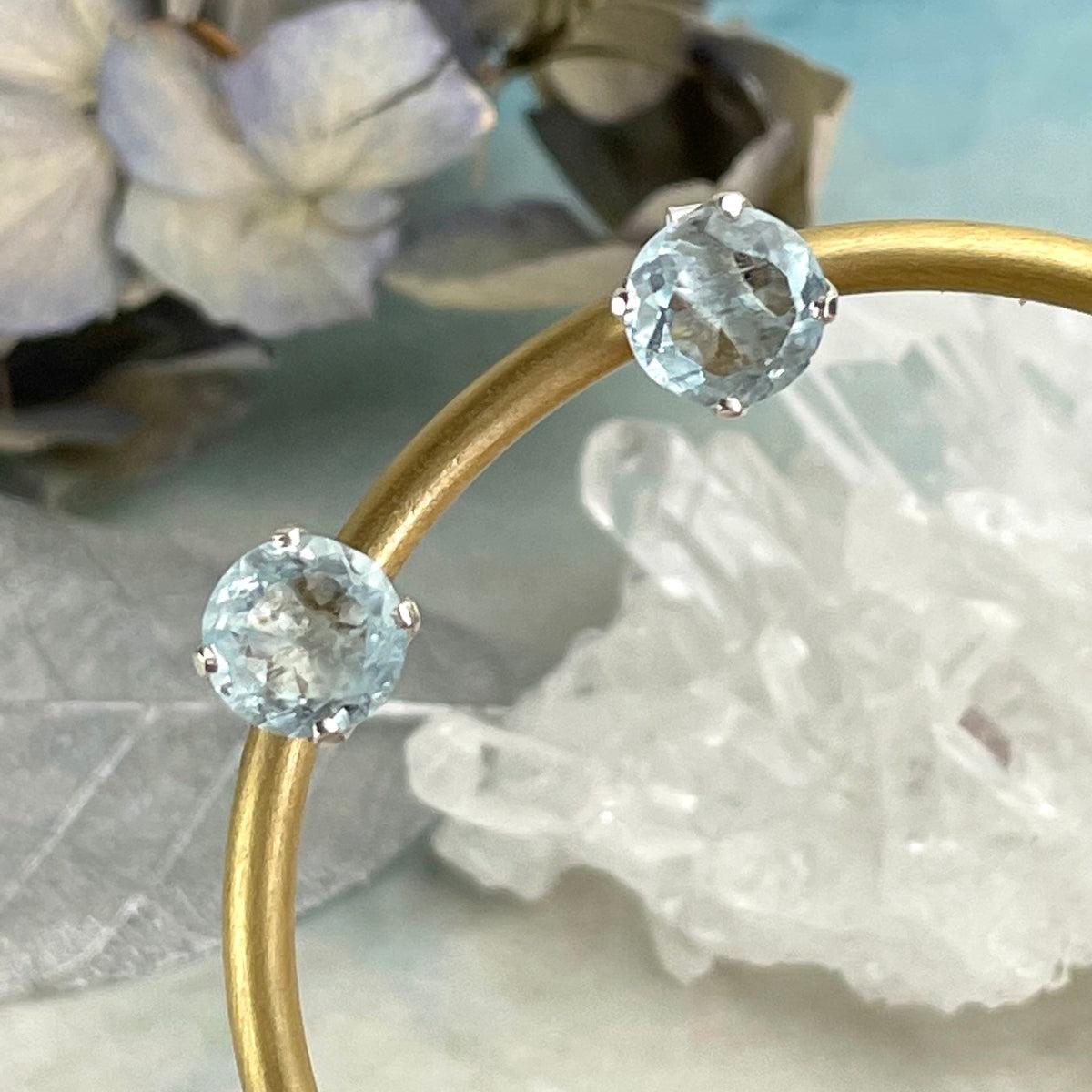 Aquamarine Crystal Studs