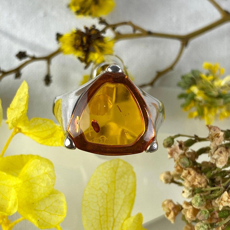 Triangle Amber Ring