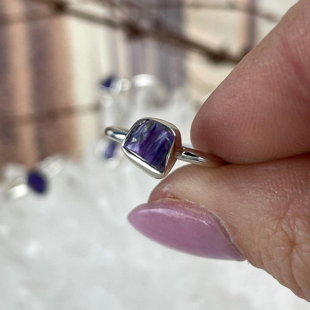 Charoite Freeform Crystal Ring