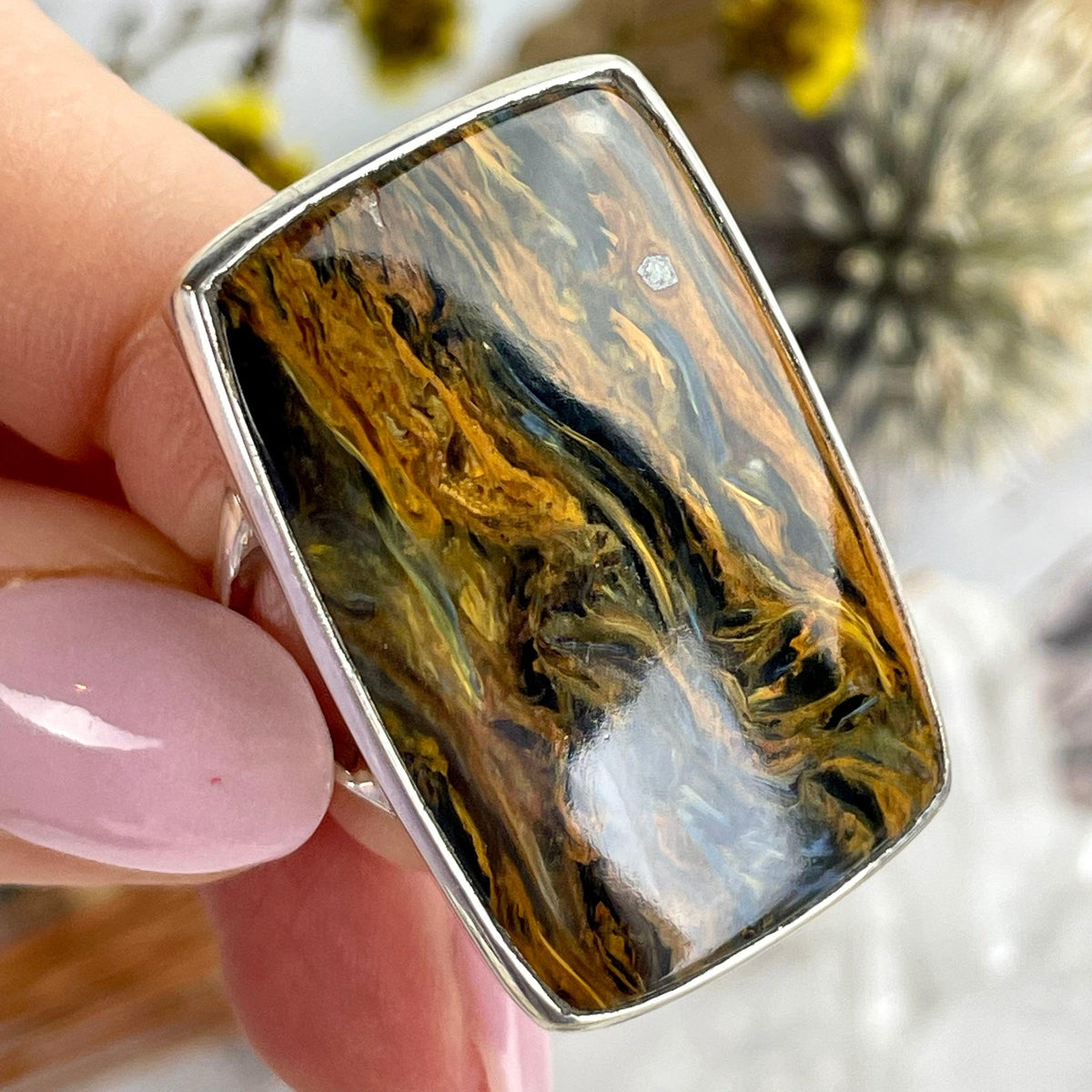 Pietersite Rectangle Ring